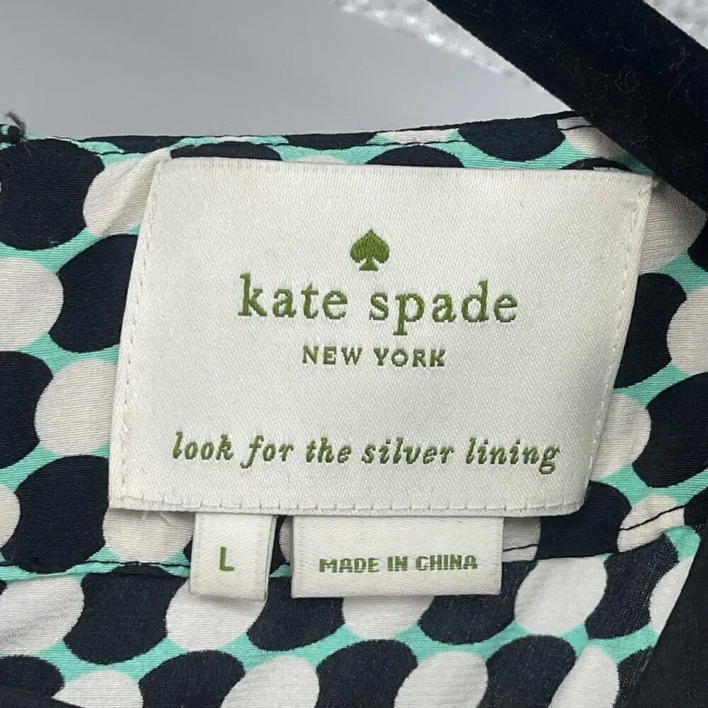Kate Spade Kassia Women’s Geo Print Silk Quarter Length Shift Dress Large